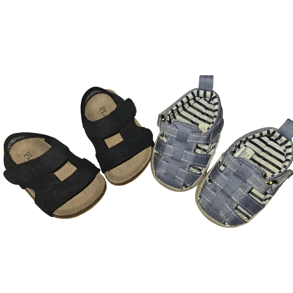 Infant Boy Sandals Bundle Childrens Place Navy & Stepping Stones Blue 0-3M 2pk
